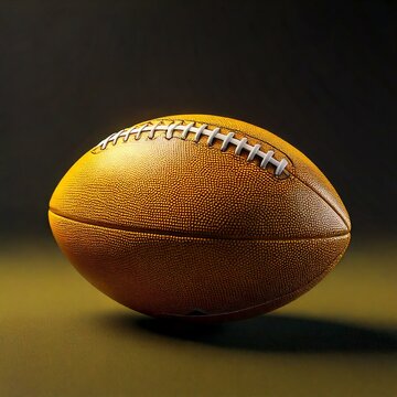 Yellow american football ball on the dark background