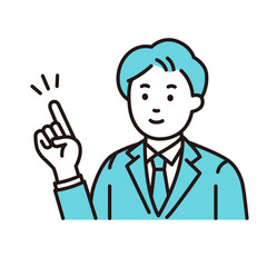指を差す若い会社員　ベクター