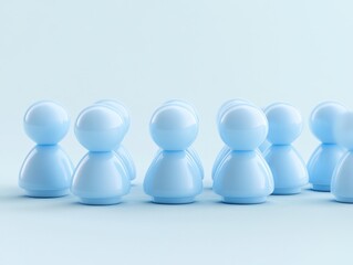 Representation of a Crowd of People in Pale Blue