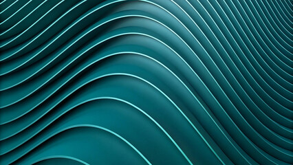 Elegant teal curves form a dynamic and captivating wave-like design, evoking a sense of movement and depth