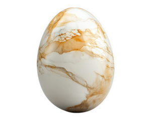 marble textured Easter egg with luxurious finish, showcasing elegant swirls of white and gold. Perfect for festive decorations or as unique gift
