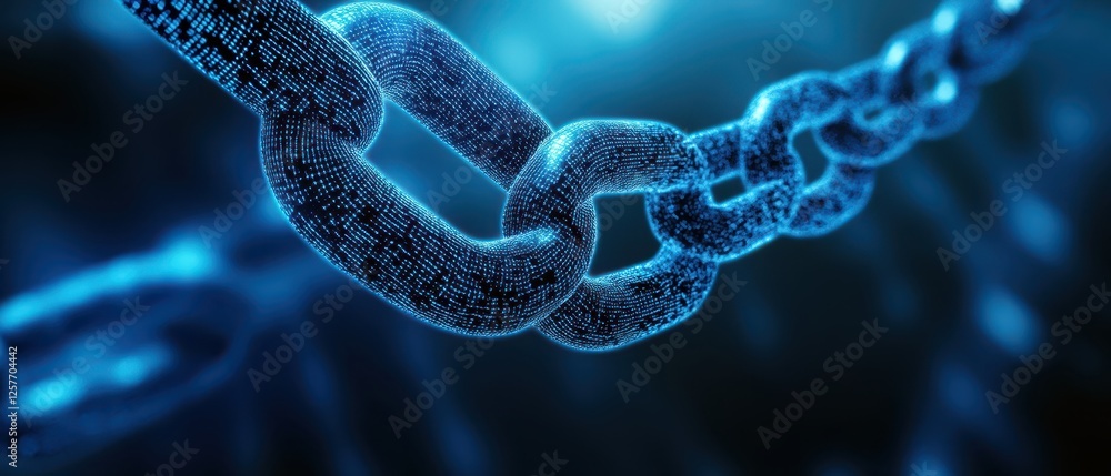 Wall mural multilayered blockchain network with glowing data transactions, crypto technology, cybersecurity, de
