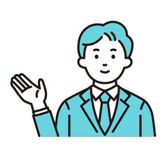 案内する若い会社員　ベクター