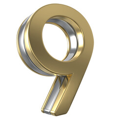 Number 9 Gold 3D Render