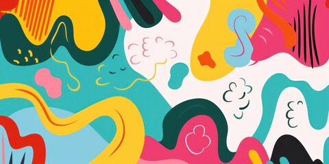 Naklejka premium Border frame simple art minimal color curve wave illustration abstract cartoon funny collection shape doodle graphic geometric element modern creativity