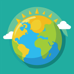 Radiant Sun Shining on a Lush Green Earth Day Landscape eco clean world sunny   