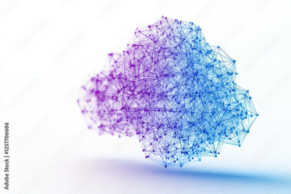 Poster abstract digital network structure with blue and purple hues, symbolizing connection and data flow, 