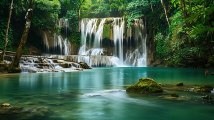 A peaceful waterfall in a lush forest, representing serenity and natural beauty in life.