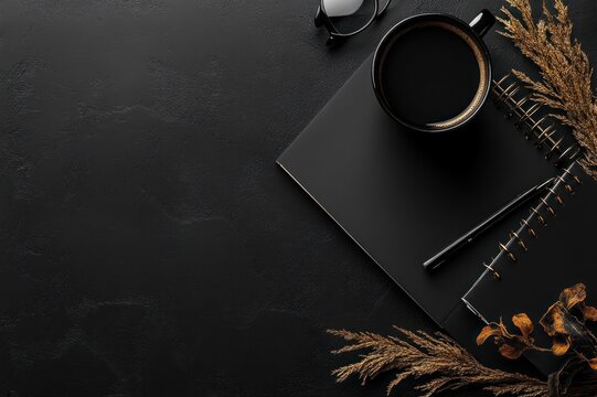 Minimalist Workspace With Coffee And Eyeglasses