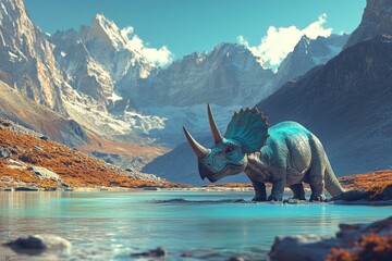 Fototapeta premium A colossal dinosaur depicted in a fantastical scene, available as stock
