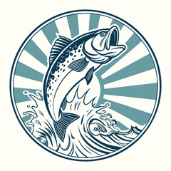 Fototapeta premium Vintage fishing logo Vector Images
