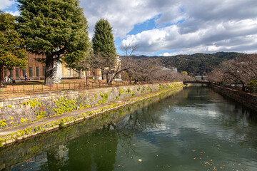 Fototapeta premium Okazaki canal Kyoto, Japan. Kyoto municipal museum of Art