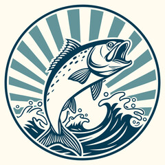 Vintage fishing logo Vector Images