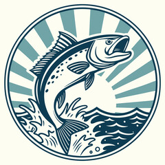 Vintage fishing logo Vector Images