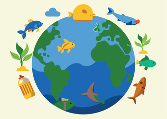 Vibrant Coral Reef: Celebrating a Plastic-Free Earth Day sea fish blue ocean    