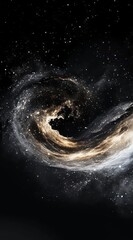 A minimal and simple illustration with a black background, suitable for an phone wallpaper, showcasing the vastness of space. 13