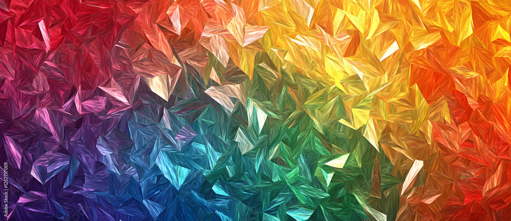 Aufkleber vibrant rainbow color abstract geometric triangular pattern background image