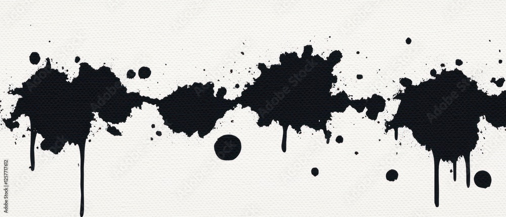 Aufkleber abstract black ink splatter on white canvas with drips and brush strokes, art design