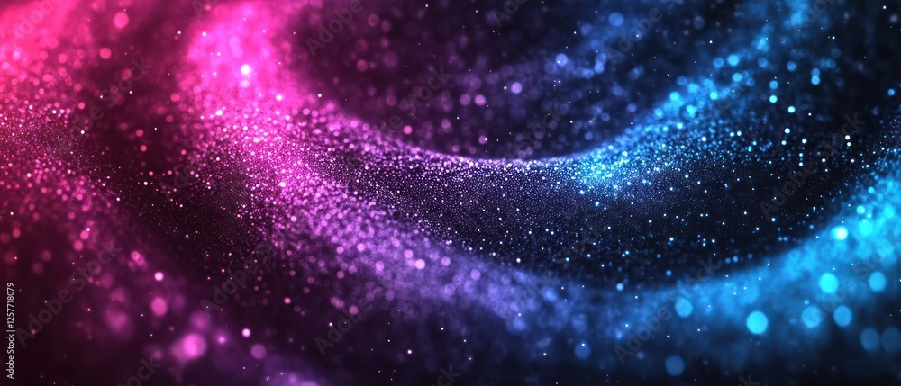 Poster colorful abstract background with glitter and bokeh effects in pink and blue tones