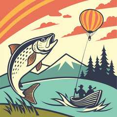 Vintage fishing logo Vector Images