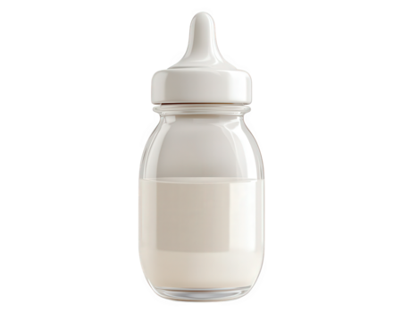 baby bottle filled with warm milk, symbolizing comfort and nurturing. This cozy image evokes feelings of care and tenderness, perfect for parenting themes - Powered by Adobe