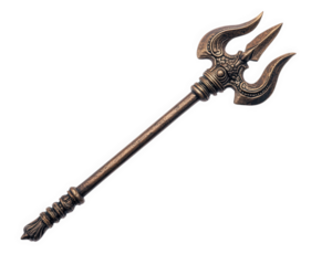 decorative trident with intricate designs, symbolizing power and spirituality. This sacred weapon is often associated with Hindu mythology and deity Shiva