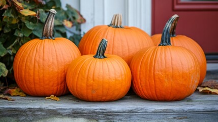 Vibrant Pumpkins on a Rustic Porch