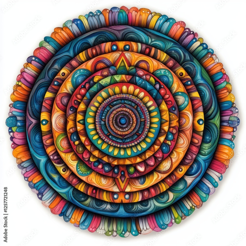 Aufkleber colorful circular mandala design with intricate patterns and vibrant details