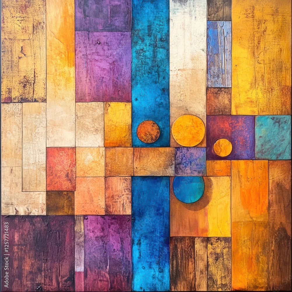 Aufkleber abstract colorful geometric design with circles and rectangles for creative projects