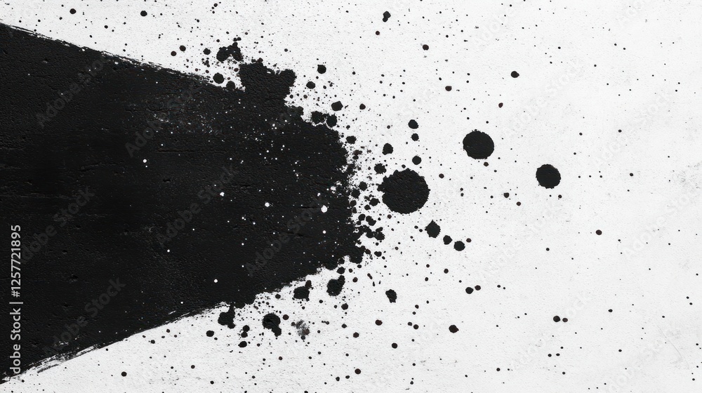 Poster abstract black paint splash on white surface for artistic background or design
