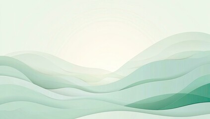 Obraz premium Abstract Green Wave Background Soft Pastel Colors Subtle Gradient Smooth Layers Serene Minimalist Design