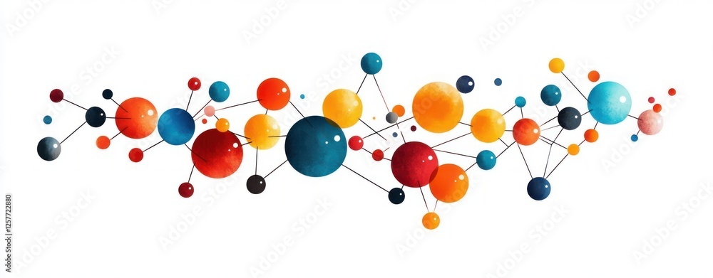 Aufkleber colorful abstract molecular structure with vivid spheres and connecting lines
