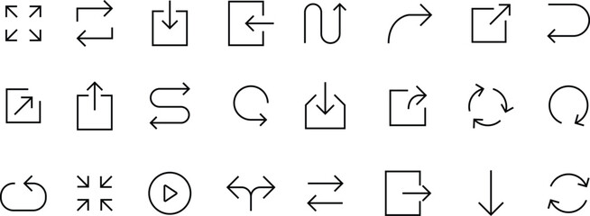 Arrows icon set, vector circle arrow line icons in thin line style