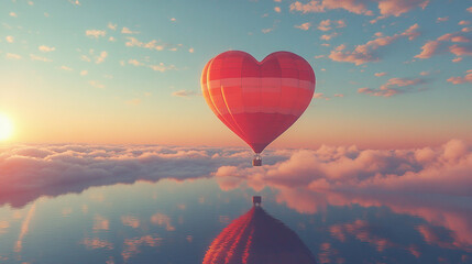 Fototapeta premium heart shaped valentine air balloon