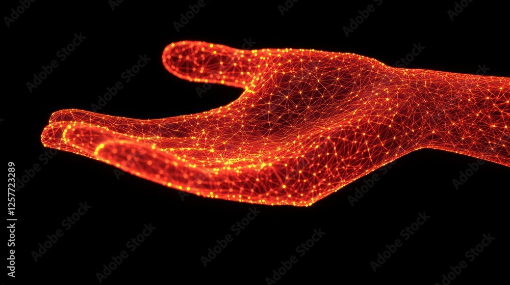 Aufkleber Digital representation of a glowing hand with intricate network patterns and colors