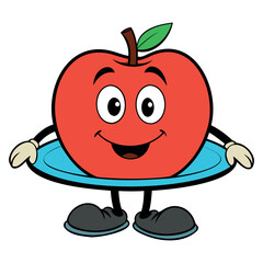 Funny, cartoon apple in a skirt