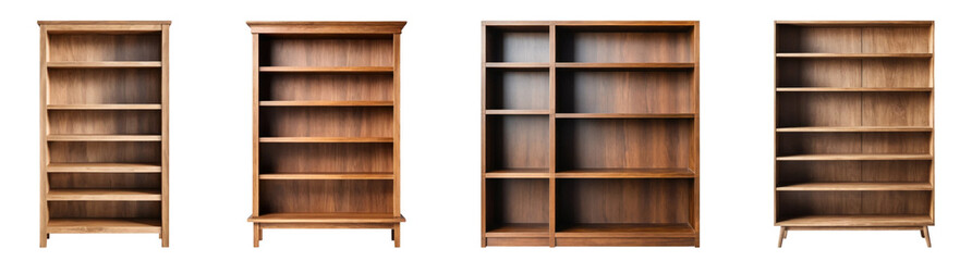 Wooden Bookshelf PNG set