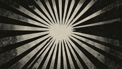 Obraz premium Abstract Vintage Sunburst Design with Grunge Texture and Radial Lines
