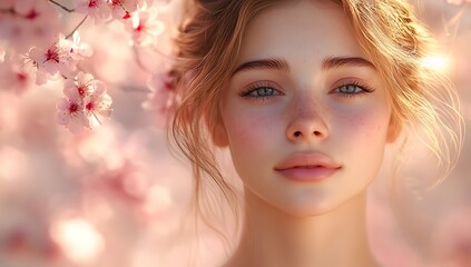Naklejka premium Soft Pink Cherry Blossoms Creating a Dreamy Tranquil Ambiance