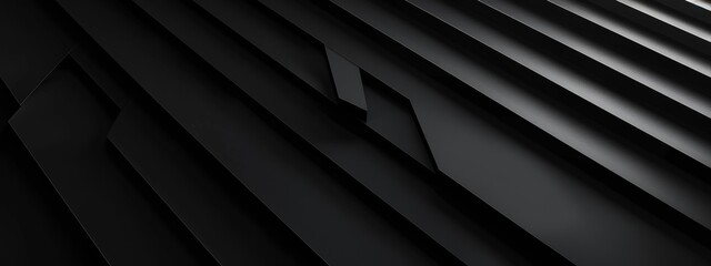 Refined black background with minimalist features, perfect for design and banner templates. Featuring abstract geometric wallpaper with sleek lines and a central white space for text.