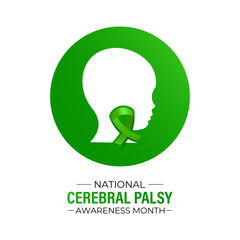 Vector graphic of National Cerebral Palsy Awareness Month is observed every year in March. That affect movement, muscle tone, and posture.  Design for banner, cards, prints, social media, poster.