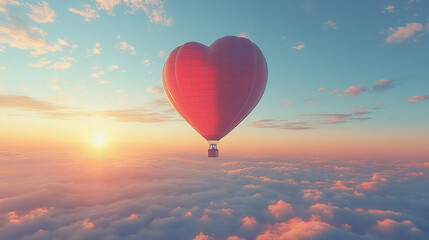 Fototapeta premium heart shaped valentine air balloon