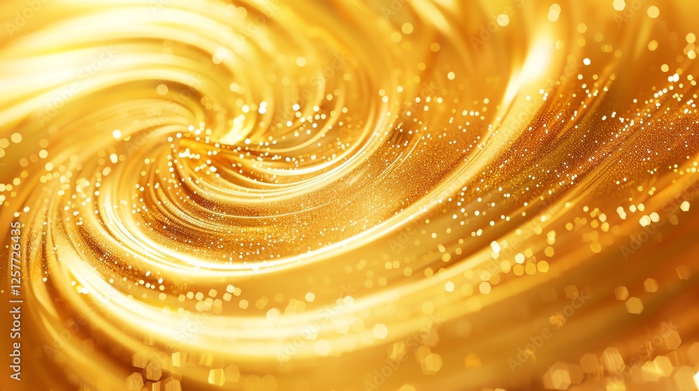 Poster golden abstract background with smooth gradient and glitter. golden foil texture with shiny waves.