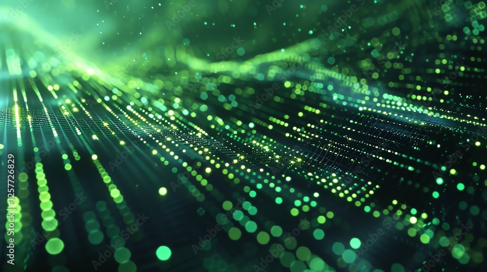 Poster abstract background of glowing particles. futuristic wave with many glowing dots.