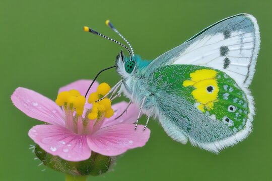 mit geschlossenen fl&uuml;geln belebt der aurorafalter den wiesenschaumkraut