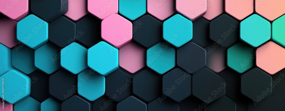 Poster Hexagonal Patterns in Vibrant Colors for Modern Design and Backgrounds