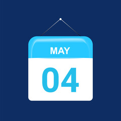 4th May daily calendar icon template. May 4 day calendar design. Single day calendar in vector illustration flat style.