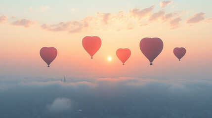 Fototapeta premium heart shaped valentine air balloon