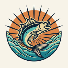 Vintage fishing logo Vector Images