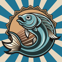 Vintage fishing logo Vector Images